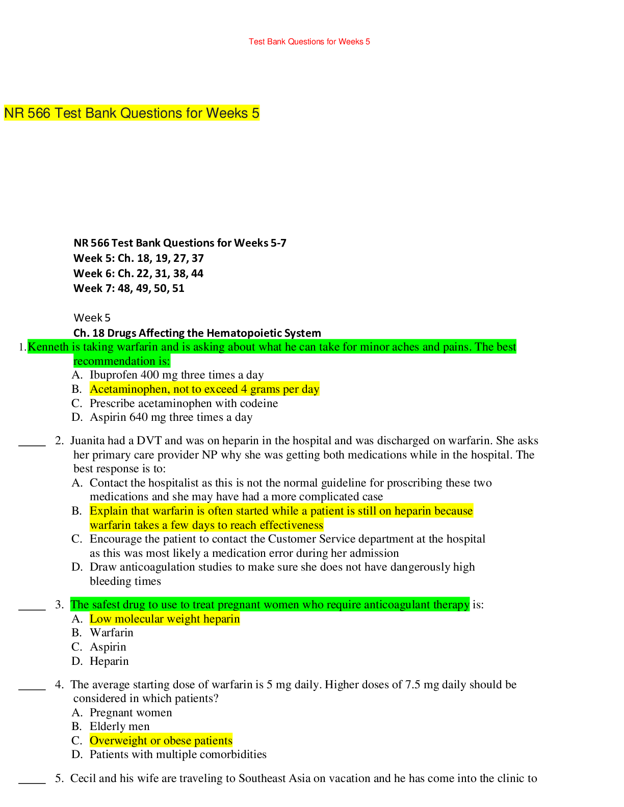 Preview image for Test Bank Questions for Weeks 5 NR 566 Test Bank Questions for Weeks 5-7 (This year)